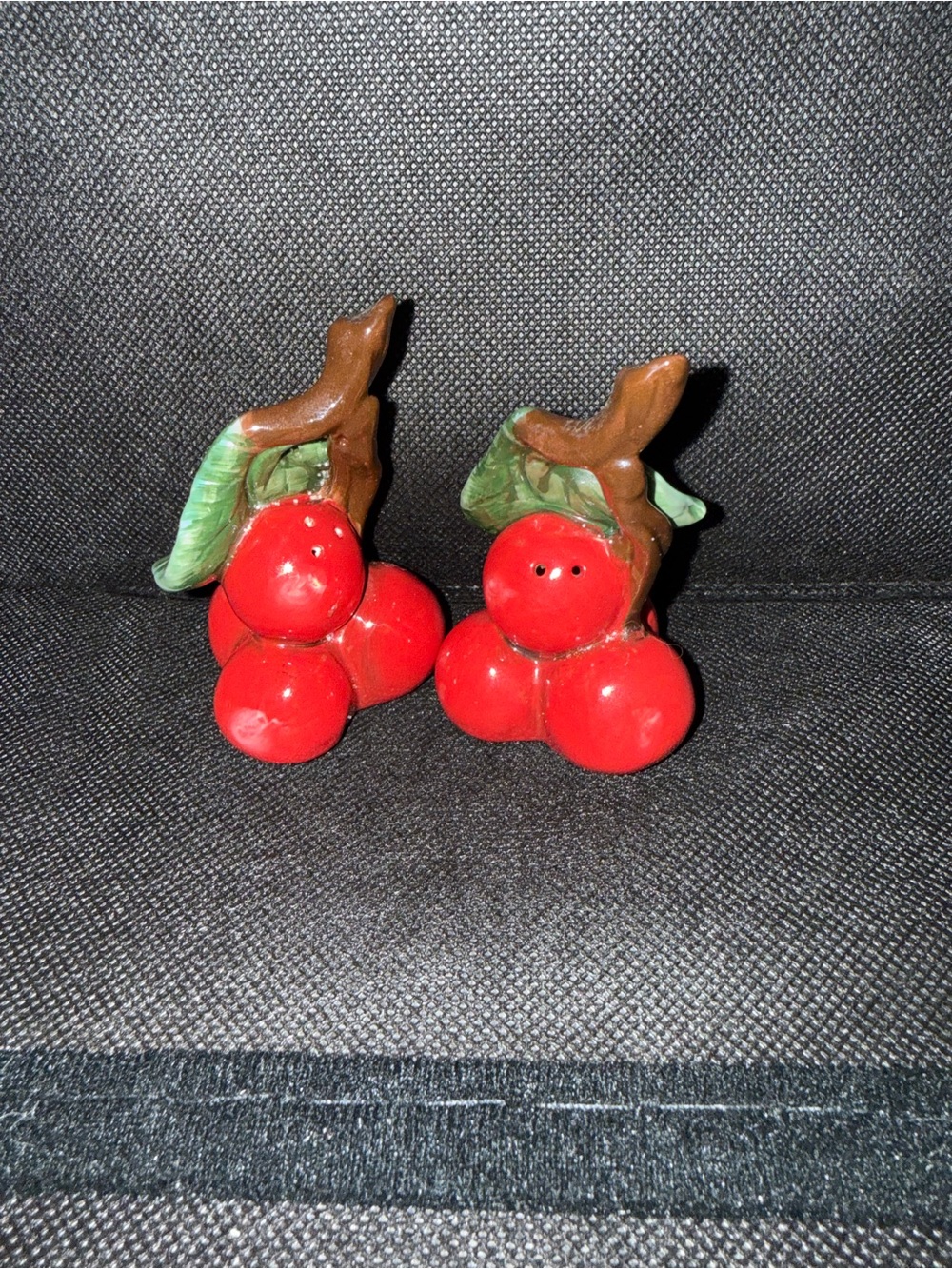 Ceramic Red Cherry Salt and Pepper Shaker Hand painted  Set #5